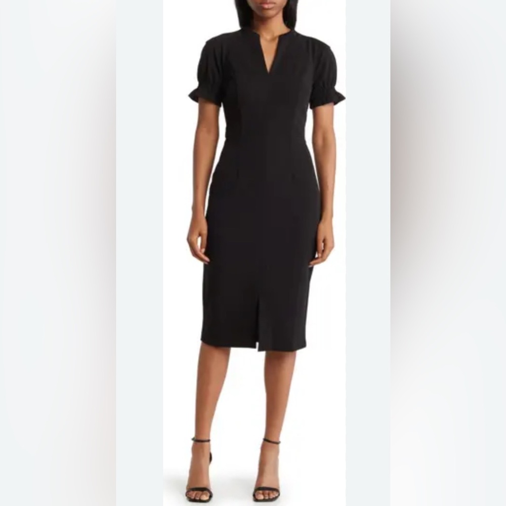 NEW WITH TAGS MAGGY LONDON Black Sheath Midi Dress